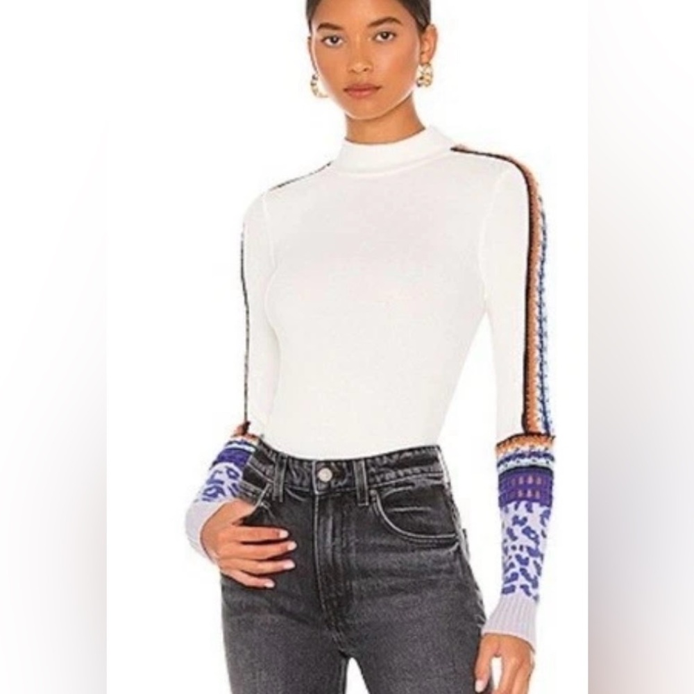 Free People Switch It Up Cuff White Waffle Thermal Crochet Long Sleeve Top XS